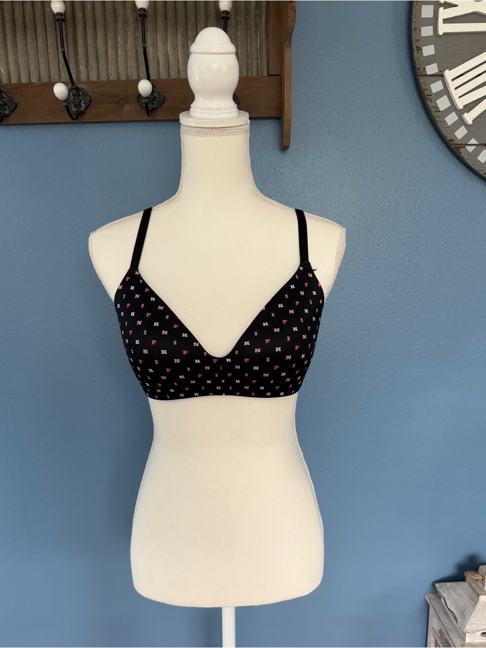 VS PINK Bra - Black with Pink Accent